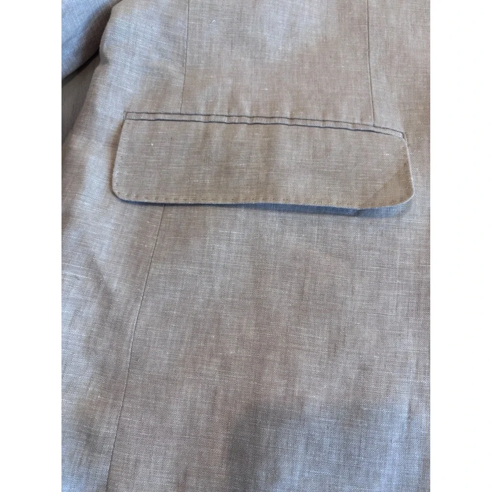 Tallia Mens 52R 100% Linen Blazer Sport Coat Tan Beige 2 Button Side Vent EUC
